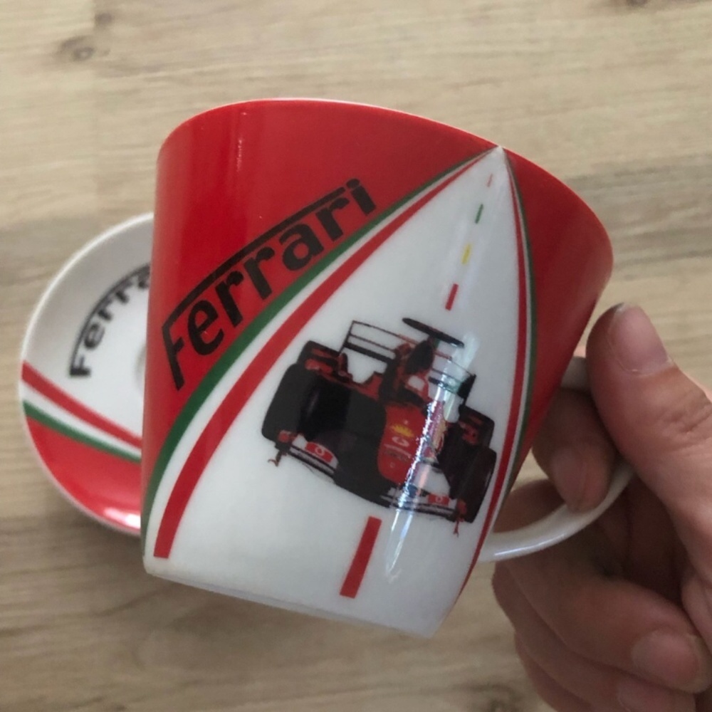 Ferrari Red and White Mug with Racing Car Design